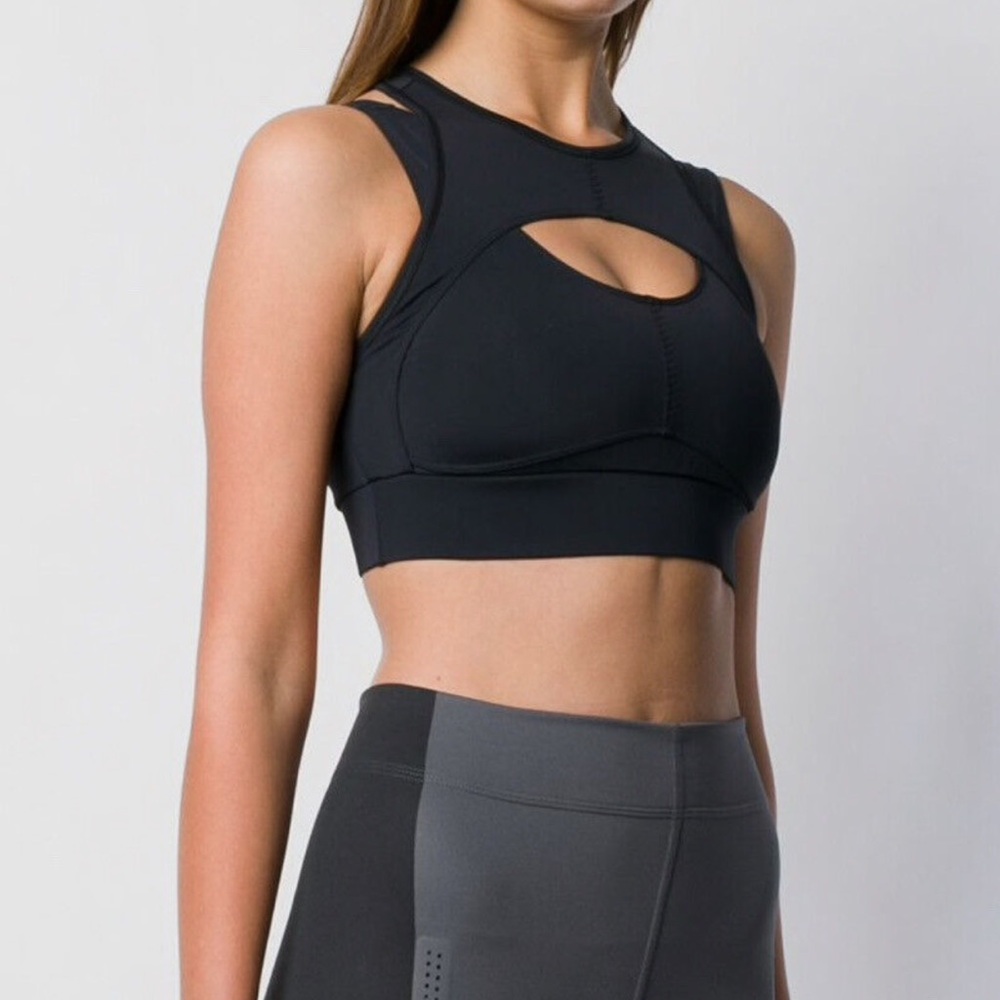Adidas by Stella McCartney Black Cutout High-Neck Sports Bra